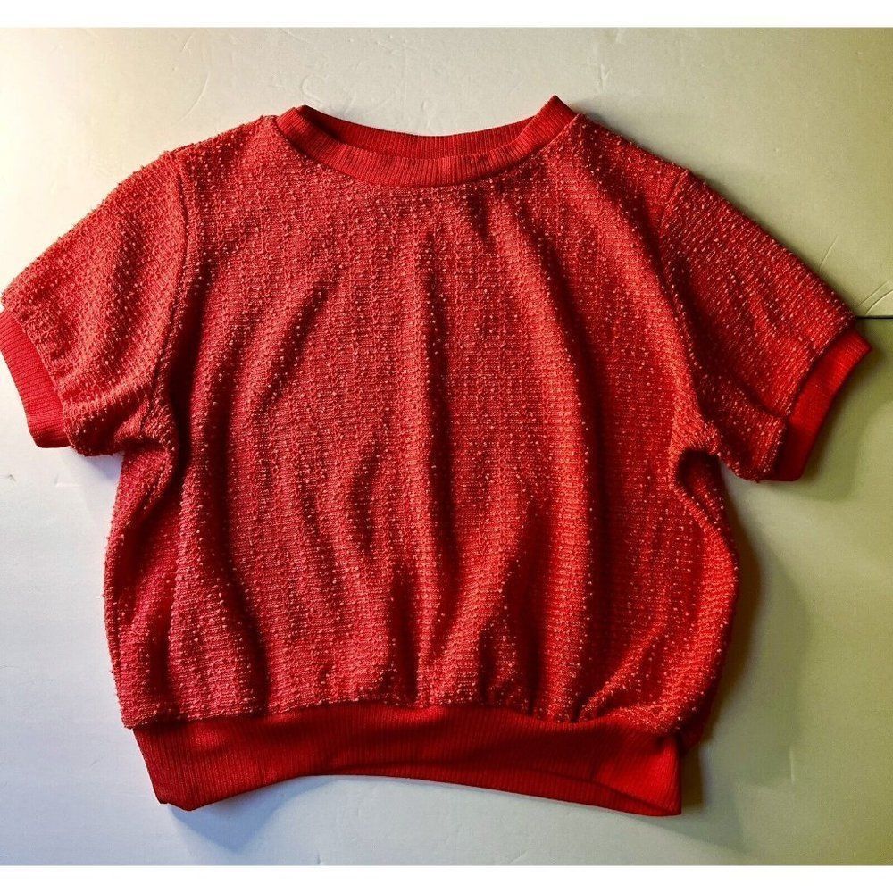 Retro pink Sweater Cropped 1960s Top Shirt Women’s Medium MCM Style